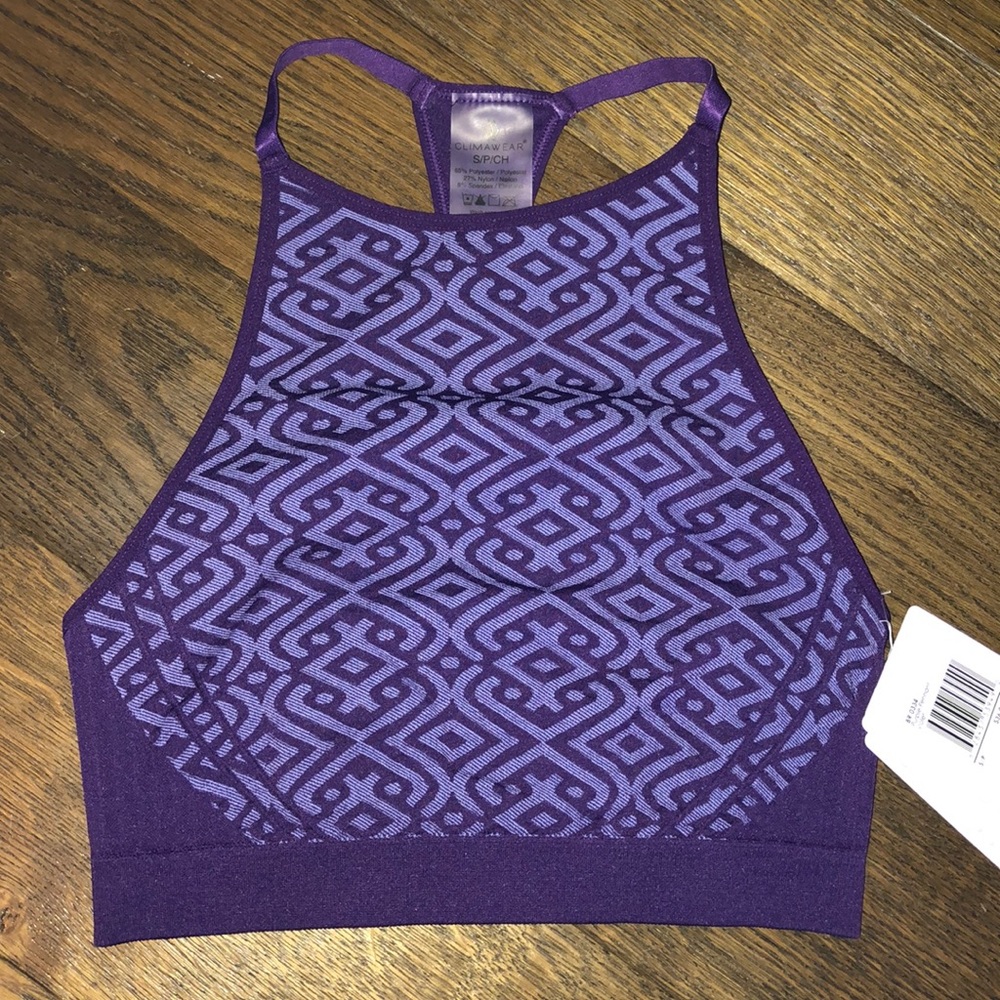 New Climawear yoga halter sports bra Size Small Purple Light Support